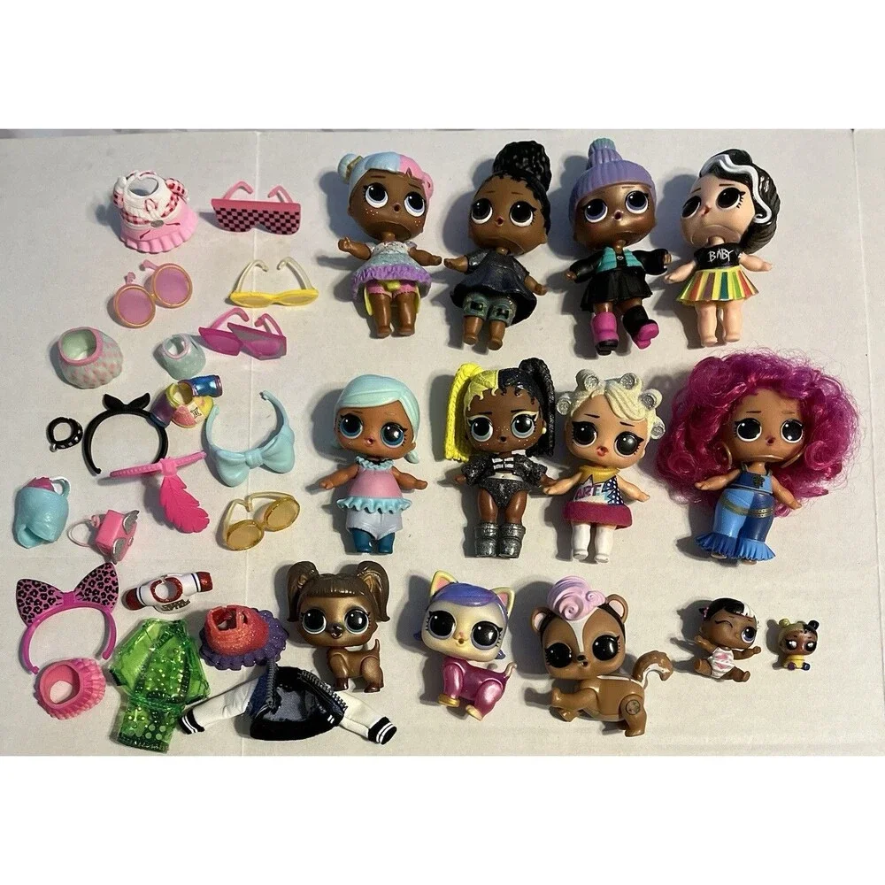 LOL Surprise Dolls Lot 8 Dolls, 2 Babies, 3 pets, 21 Accessories Bundle GUC